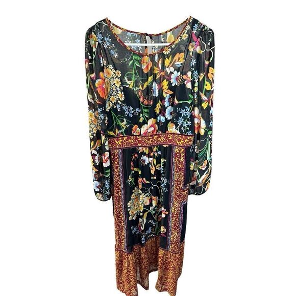 ANTHROPOLOGIE Adair Velvet Trimmed Floral Boho Midi Dress sz 8 US - Picture 8 of 14